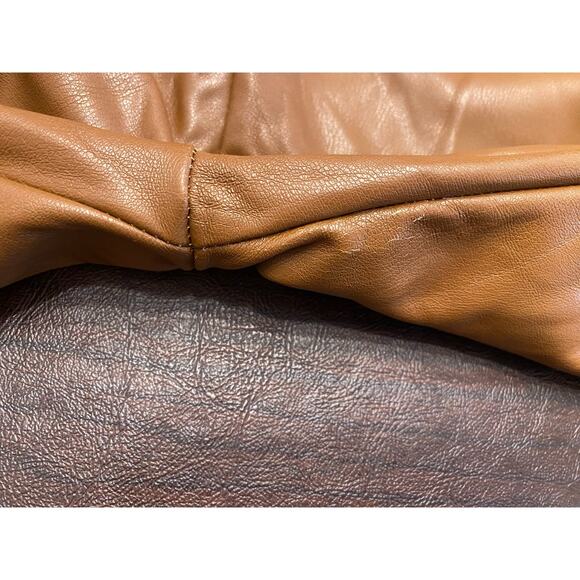 Zenana Faux Leather Straight Leg Pants Brown Pull On Elastic Waist Medium - Picture 6 of 9